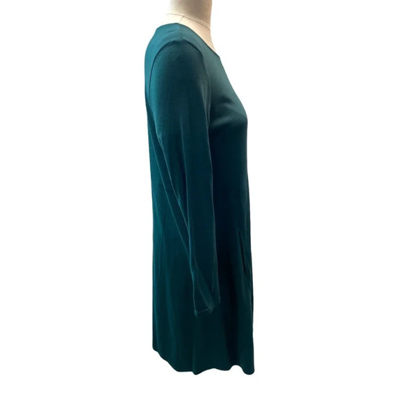Pure Jill Deep Jade Green Dipped Hem Swing Dress - Picture 3 of 4